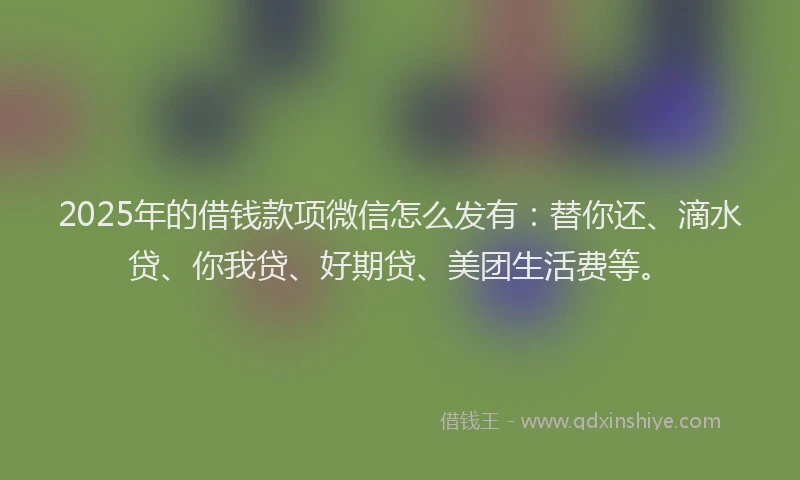2025年的借钱款项微信怎么发有：替你还、滴水贷、你我贷、好期贷、美团生活费等。