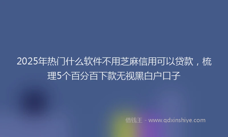 2025年热门什么软件不用芝麻信用可以贷款，梳理5个百分百下款无视黑白户口子