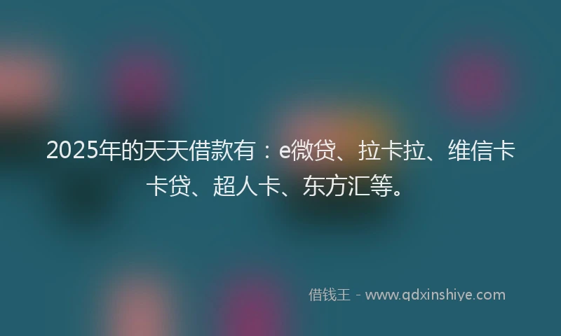 2025年的天天借款有：e微贷、拉卡拉、维信卡卡贷、超人卡、东方汇等。