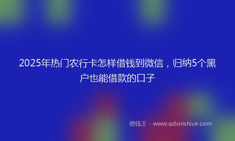 2025年热门农行卡怎样借钱到微信，归纳5个黑户也能借款的口子