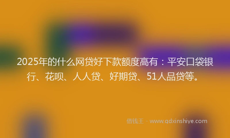 2025年的什么网贷好下款额度高有：平安口袋银行、花呗、人人贷、好期贷、51人品贷等。