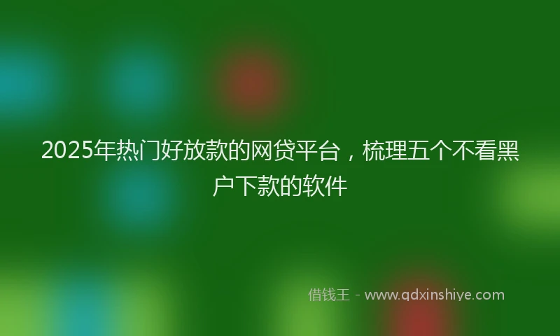 2025年热门好放款的网贷平台，梳理五个不看黑户下款的软件