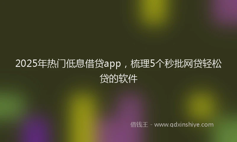 2025年热门低息借贷app，梳理5个秒批网贷轻松贷的软件