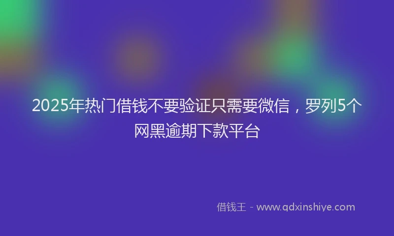 2025年热门借钱不要验证只需要微信，罗列5个网黑逾期下款平台