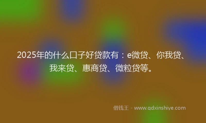 2025年的什么口子好贷款有：e微贷、你我贷、我来贷、惠商贷、微粒贷等。