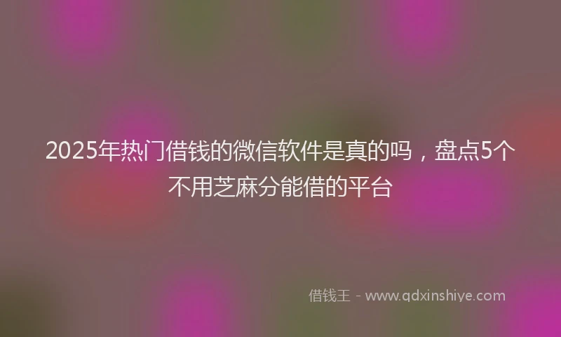 2025年热门借钱的微信软件是真的吗，盘点5个不用芝麻分能借的平台