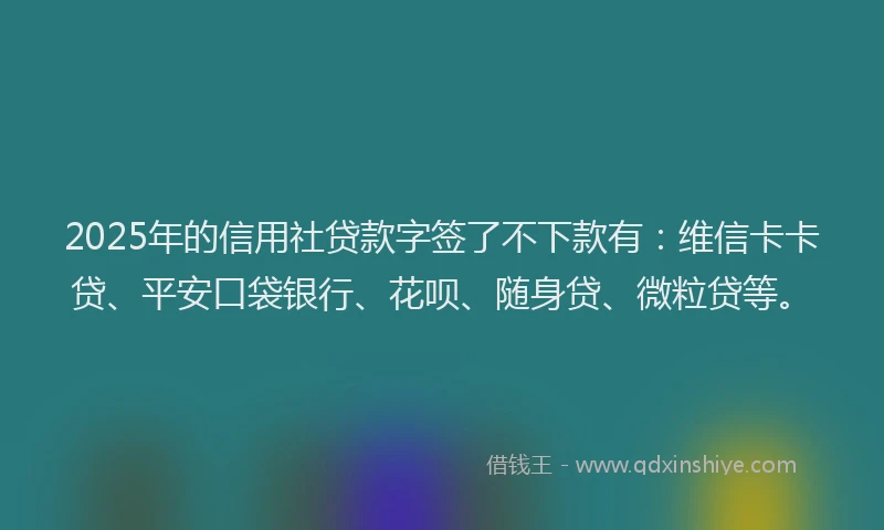 2025年的信用社贷款字签了不下款有：维信卡卡贷、平安口袋银行、花呗、随身贷、微粒贷等。