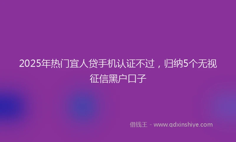 2025年热门宜人贷手机认证不过，归纳5个无视征信黑户口子