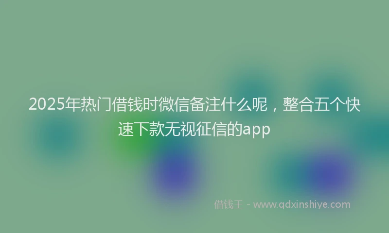 2025年热门借钱时微信备注什么呢，整合五个快速下款无视征信的app