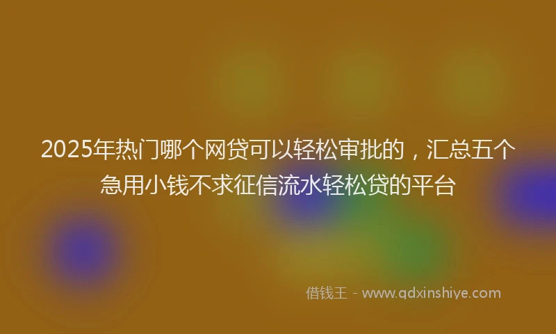 2025年热门哪个网贷可以轻松审批的，汇总五个急用小钱不求征信流水轻松贷的平台