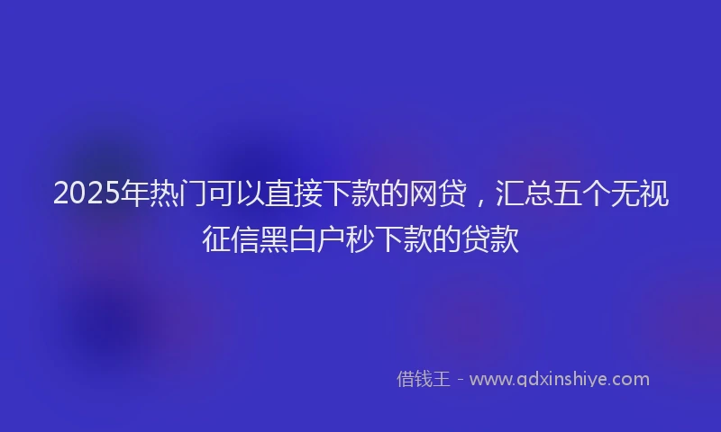 2025年热门可以直接下款的网贷，汇总五个无视征信黑白户秒下款的贷款