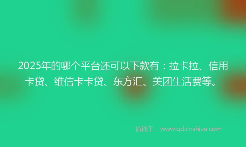 2025年的哪个平台还可以下款有：拉卡拉、信用卡贷、维信卡卡贷、东方汇、美团生活费等。