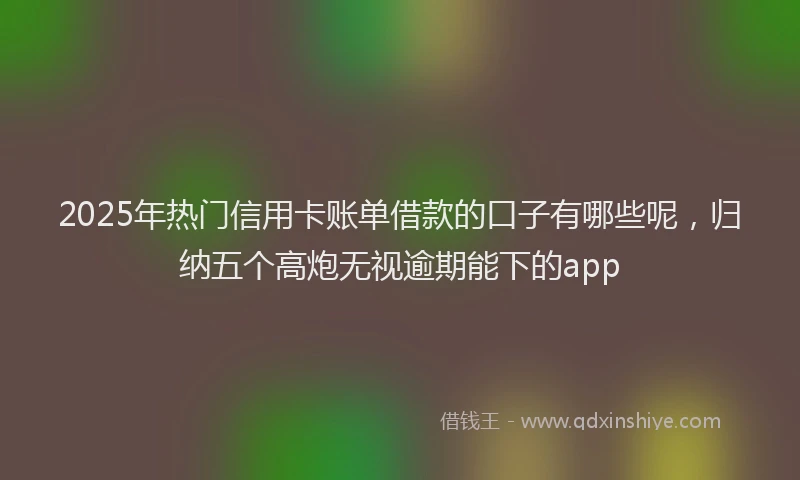 2025年热门信用卡账单借款的口子有哪些呢，归纳五个高炮无视逾期能下的app
