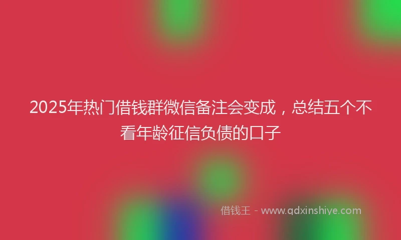 2025年热门借钱群微信备注会变成，总结五个不看年龄征信负债的口子
