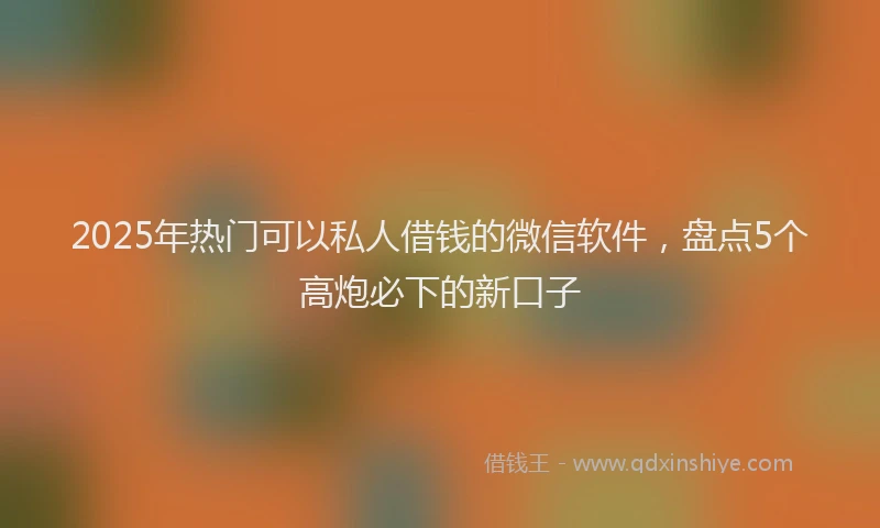 2025年热门可以私人借钱的微信软件，盘点5个高炮必下的新口子