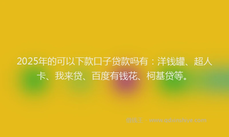 2025年的可以下款口子贷款吗有：洋钱罐、超人卡、我来贷、百度有钱花、柯基贷等。