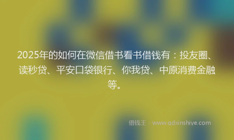 2025年的如何在微信借书看书借钱有：投友圈、读秒贷、平安口袋银行、你我贷、中原消费金融等。