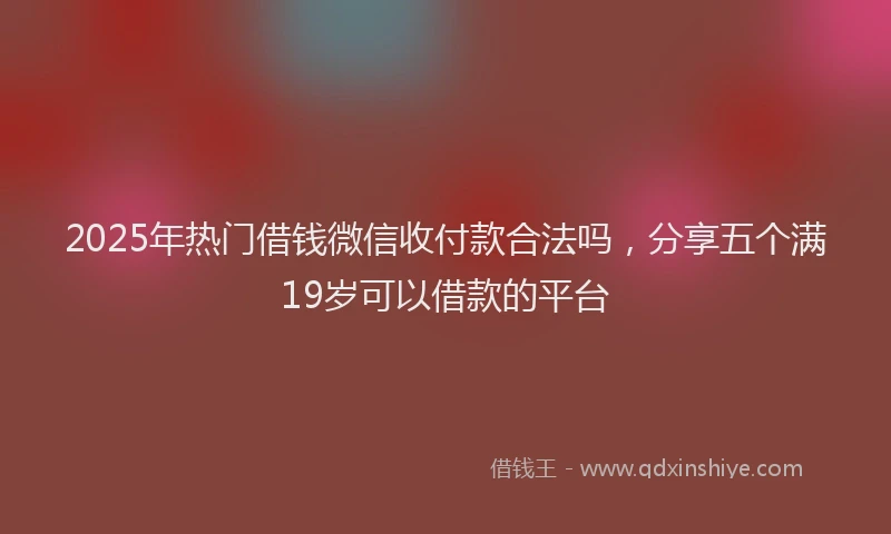 2025年热门借钱微信收付款合法吗，分享五个满19岁可以借款的平台