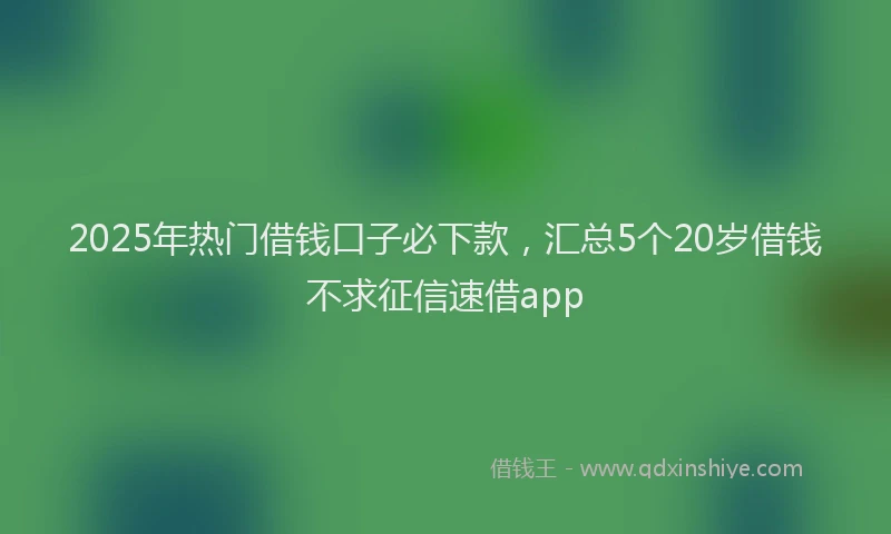 2025年热门借钱口子必下款，汇总5个20岁借钱不求征信速借app