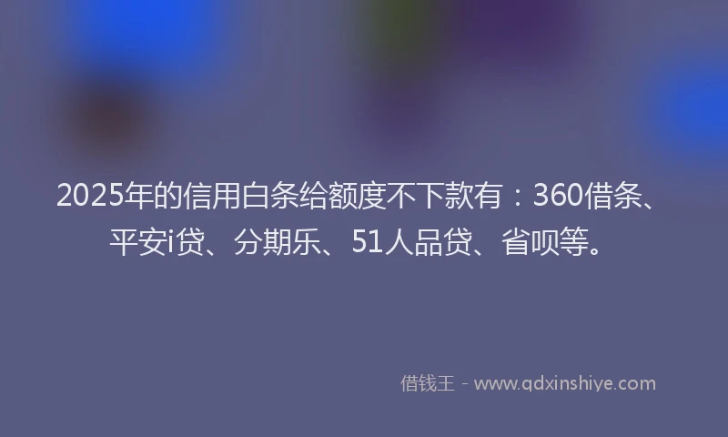 2025年的信用白条给额度不下款有：360借条、平安i贷、分期乐、51人品贷、省呗等。