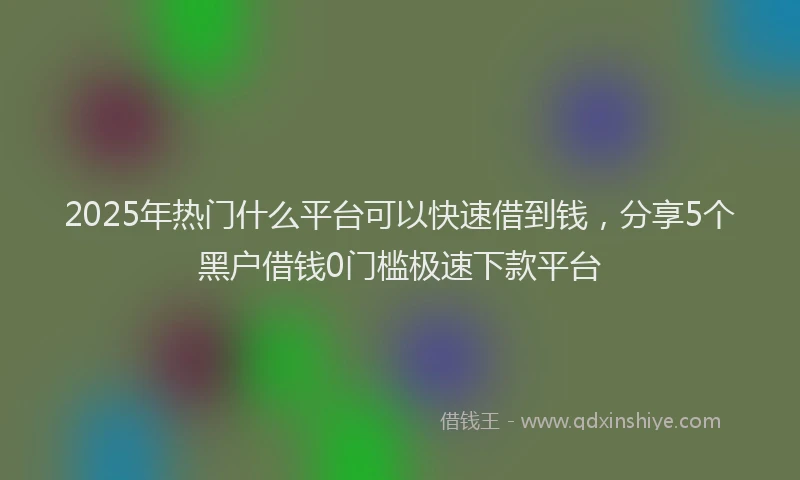 2025年热门什么平台可以快速借到钱，分享5个黑户借钱0门槛极速下款平台