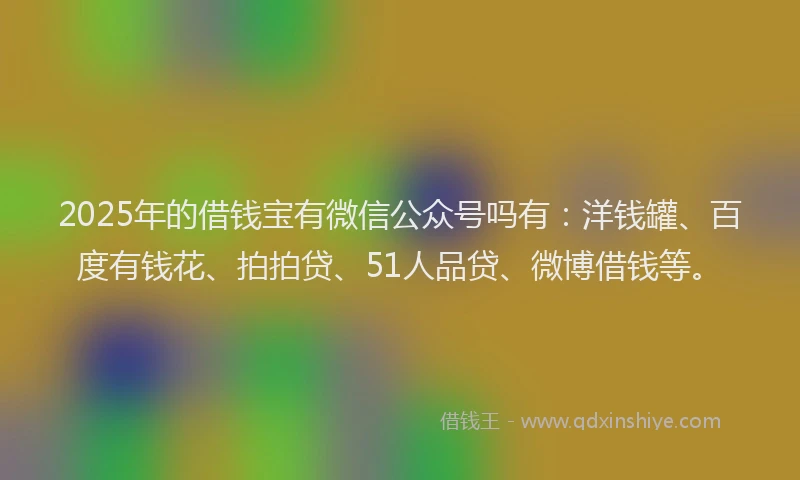 2025年的借钱宝有微信公众号吗有：洋钱罐、百度有钱花、拍拍贷、51人品贷、微博借钱等。