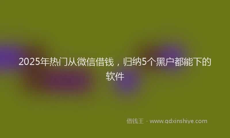 2025年热门从微信借钱，归纳5个黑户都能下的软件