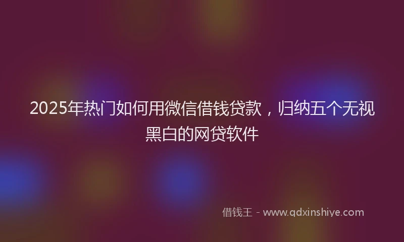 2025年热门如何用微信借钱贷款，归纳五个无视黑白的网贷软件