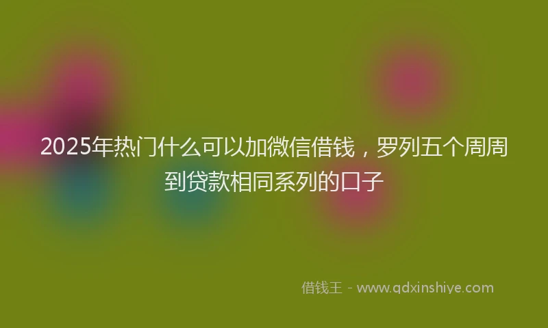 2025年热门什么可以加微信借钱，罗列五个周周到贷款相同系列的口子
