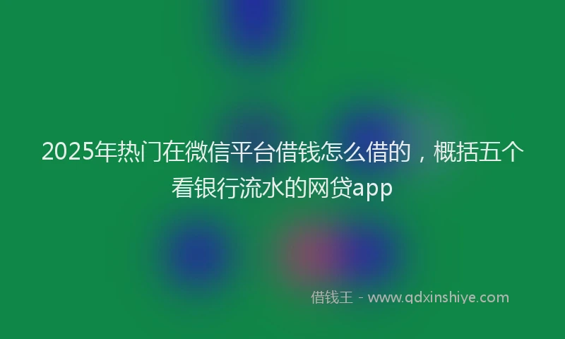 2025年热门在微信平台借钱怎么借的，概括五个看银行流水的网贷app