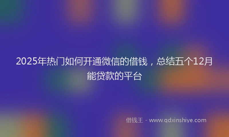 2025年热门如何开通微信的借钱，总结五个12月能贷款的平台