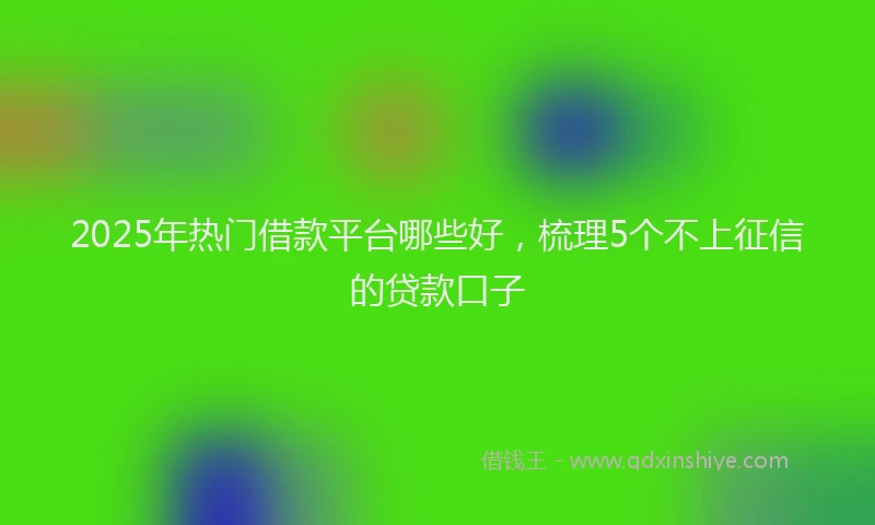 2025年热门借款平台哪些好，梳理5个不上征信的贷款口子
