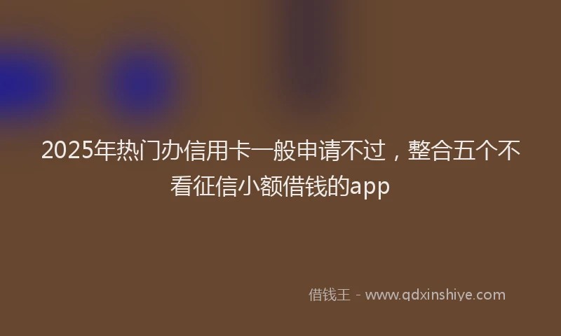2025年热门办信用卡一般申请不过，整合五个不看征信小额借钱的app