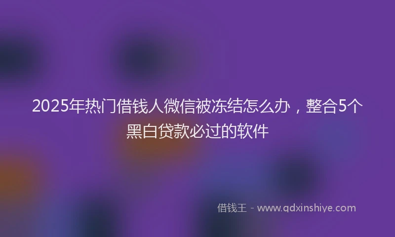 2025年热门借钱人微信被冻结怎么办，整合5个黑白贷款必过的软件