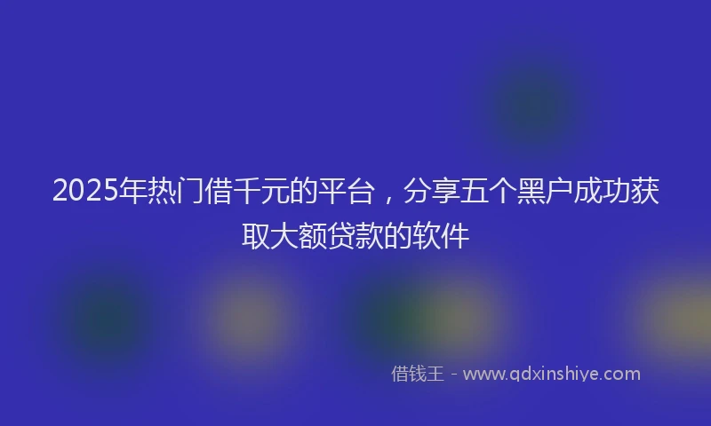 2025年热门借千元的平台，分享五个黑户成功获取大额贷款的软件