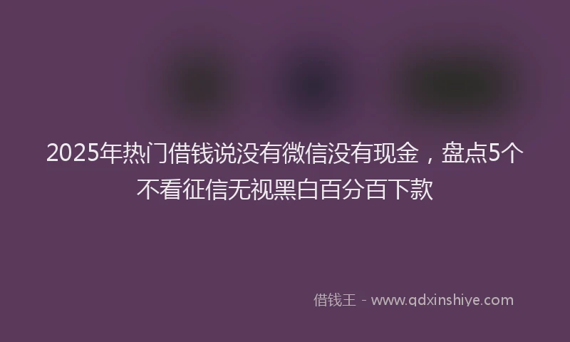 2025年热门借钱说没有微信没有现金，盘点5个不看征信无视黑白百分百下款
