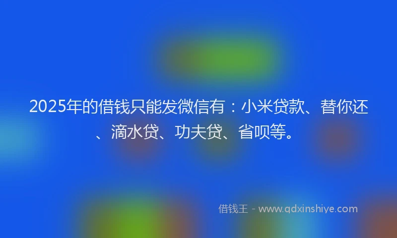 2025年的借钱只能发微信有：小米贷款、替你还、滴水贷、功夫贷、省呗等。