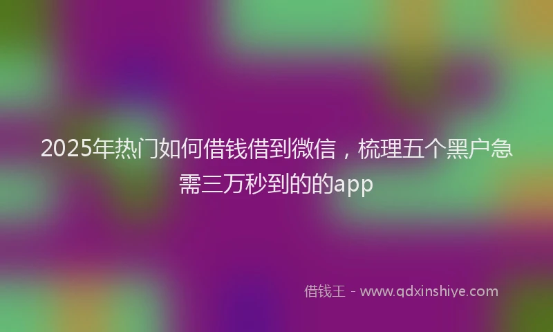 2025年热门如何借钱借到微信，梳理五个黑户急需三万秒到的的app