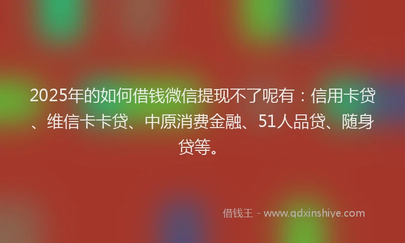 2025年的如何借钱微信提现不了呢有：信用卡贷、维信卡卡贷、中原消费金融、51人品贷、随身贷等。