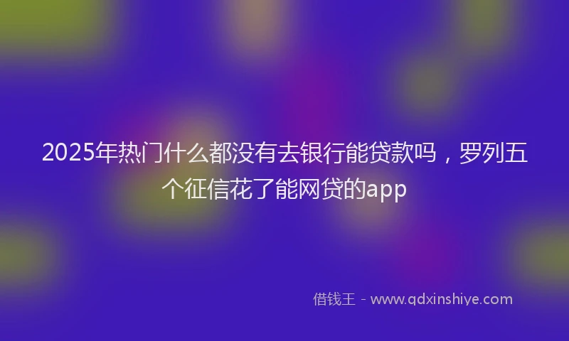 2025年热门什么都没有去银行能贷款吗，罗列五个征信花了能网贷的app