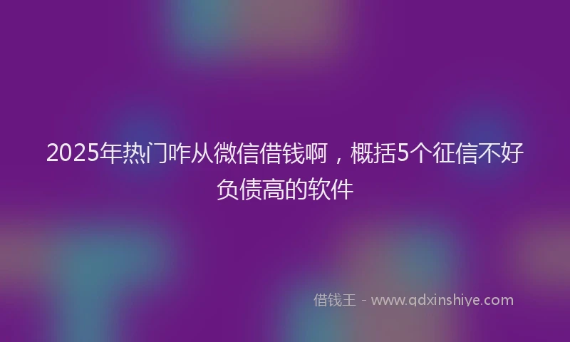 2025年热门咋从微信借钱啊，概括5个征信不好负债高的软件