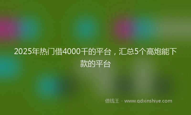 2025年热门借4000千的平台，汇总5个高炮能下款的平台