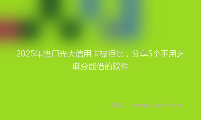 2025年热门光大信用卡被拒批，分享5个不用芝麻分能借的软件