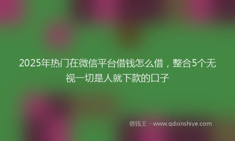 2025年热门在微信平台借钱怎么借，整合5个无视一切是人就下款的口子
