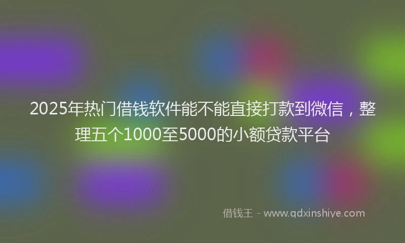 2025年热门借钱软件能不能直接打款到微信，整理五个1000至5000的小额贷款平台