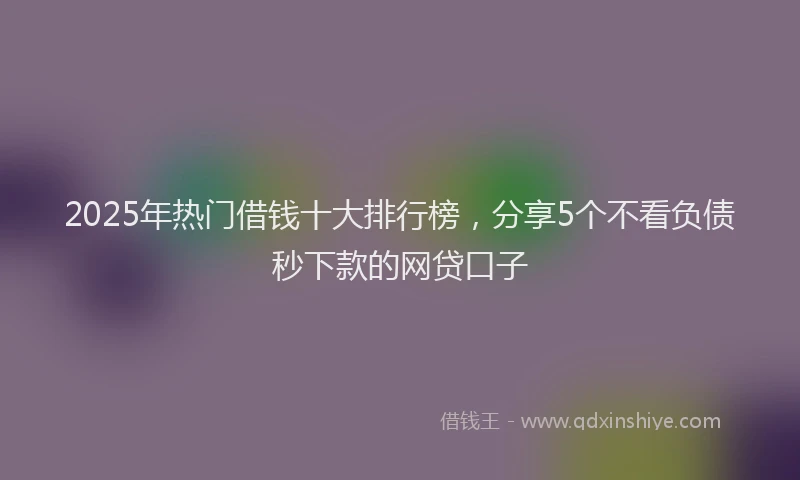 2025年热门借钱十大排行榜，分享5个不看负债秒下款的网贷口子