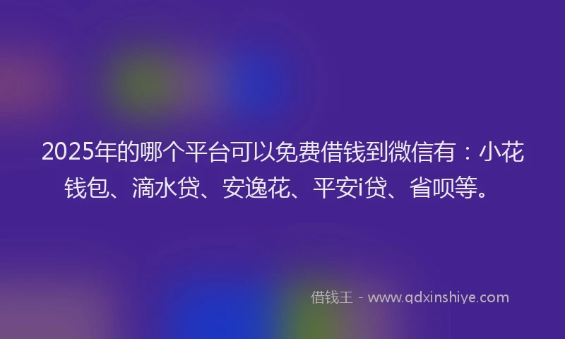 2025年的哪个平台可以免费借钱到微信有：小花钱包、滴水贷、安逸花、平安i贷、省呗等。