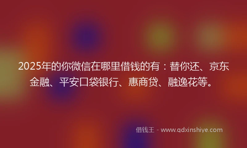 2025年的你微信在哪里借钱的有：替你还、京东金融、平安口袋银行、惠商贷、融逸花等。
