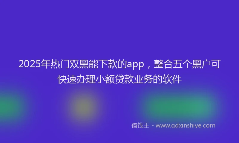 2025年热门双黑能下款的app，整合五个黑户可快速办理小额贷款业务的软件