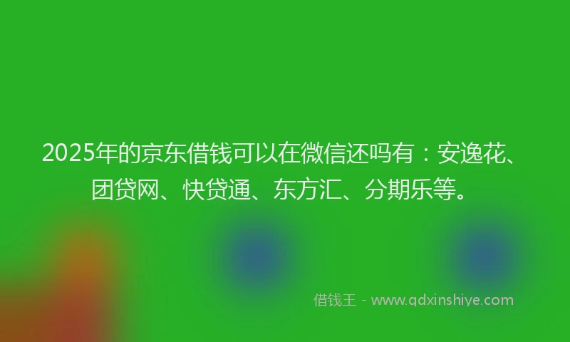 2025年的京东借钱可以在微信还吗有：安逸花、团贷网、快贷通、东方汇、分期乐等。